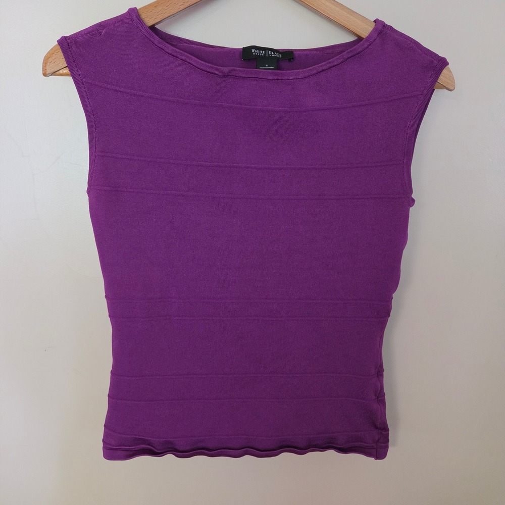 White House Black Market Purple Bandage Knit Sleeveless Top S Office Siren Chic